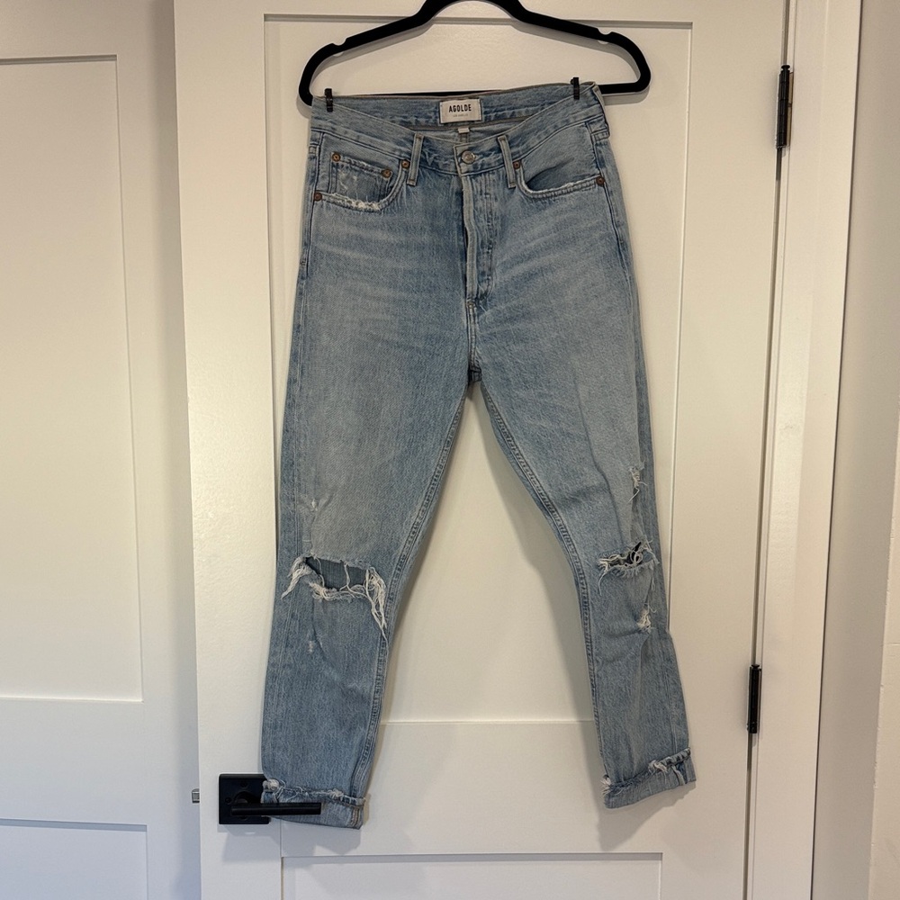 Agolde Faded Blue Ripped Jeans